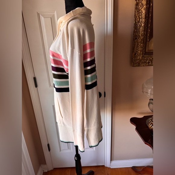 Talbots Cream Cowl Neck Sweater with Colorful Stripes NWT - Picture 10 of 12